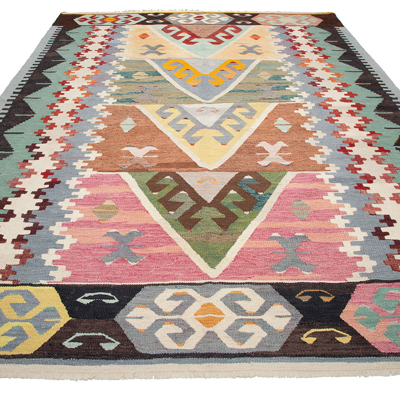 New Turkish Handwoven Kilim Rug - 7' 2" x 10' 3" (86" x 123") - K0089502