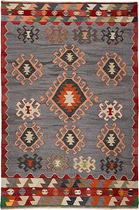 New Turkish Handwoven Kilim Rug - 6' 1" x 9' 1" (73" x 109")
