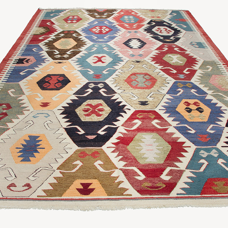 New Turkish Handwoven Kilim Rug - 6' 11" x 10' 3" (83" x 123") - K0089509