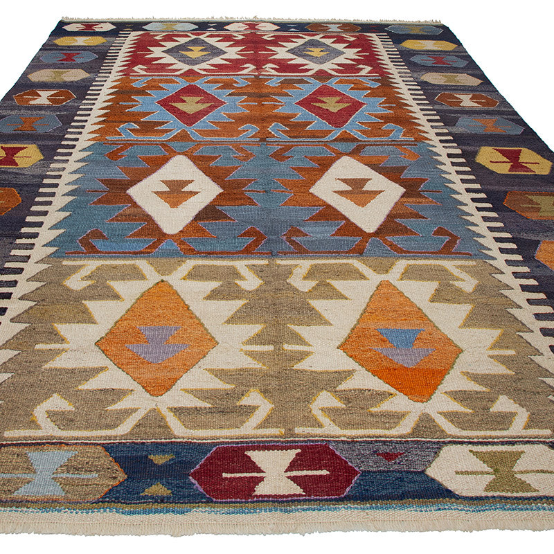 New Turkish Handwoven Kilim Rug - 5' 10" x 9' 4" (70" x 112") - K0089513