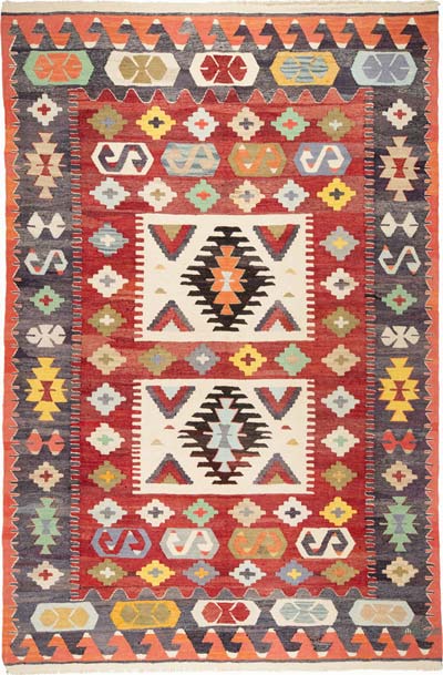 New Turkish Handwoven Kilim Rug - 6' 8" x 10' 2" (80" x 122")