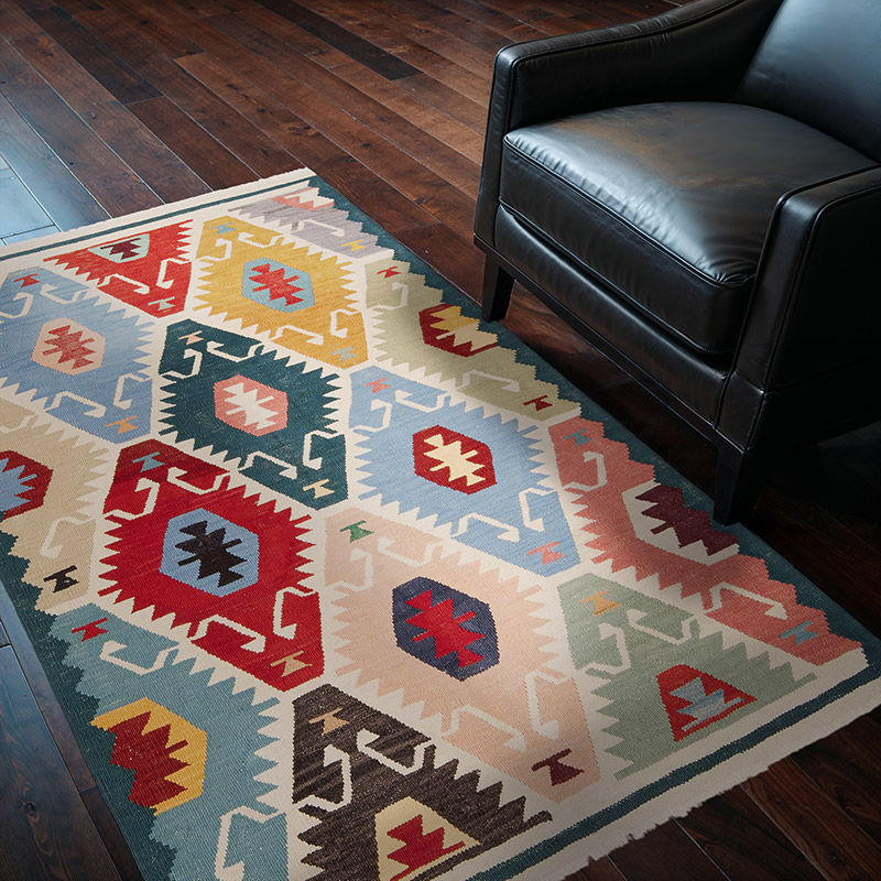 New Turkish Handwoven Kilim Rug - 4' 1" x 6'  (49" x 72") - K0089522