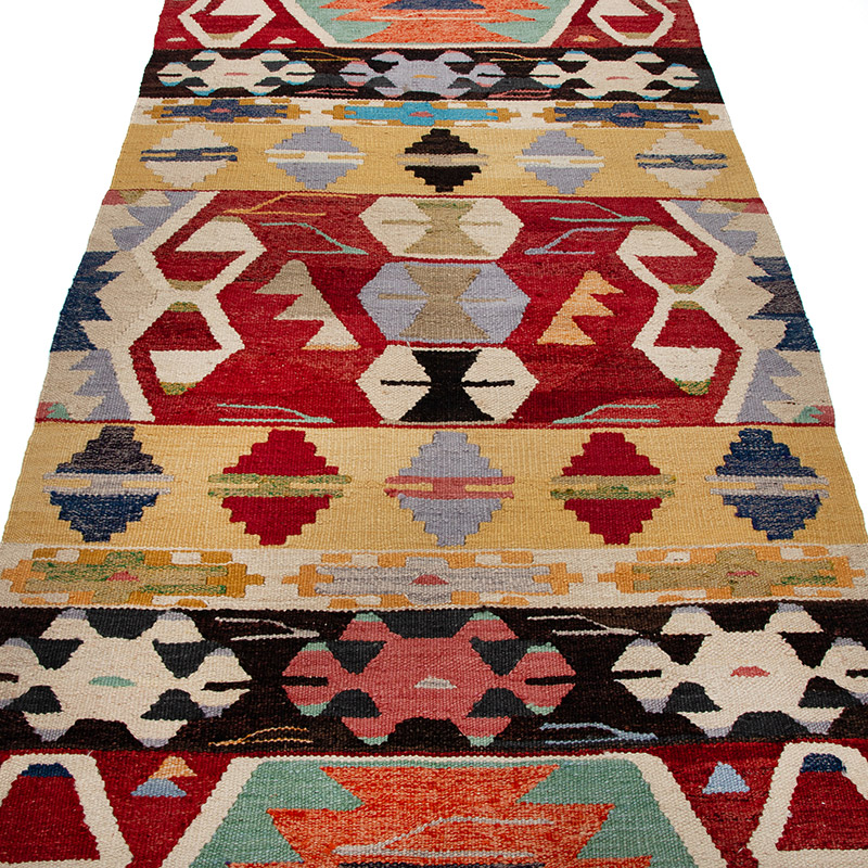 New Turkish Handwoven Kilim Rug - 3' 7" x 11'  (43" x 132") - K0089527