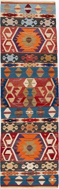 New Turkish Handwoven Kilim Rug - 3' 6" x 11' 5" (42" x 137")