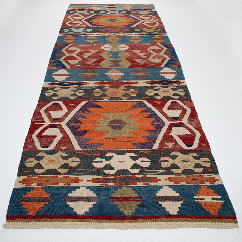 New Turkish Handwoven Kilim Rug - 3' 6" x 11' 5" (42" x 137") - K0089533