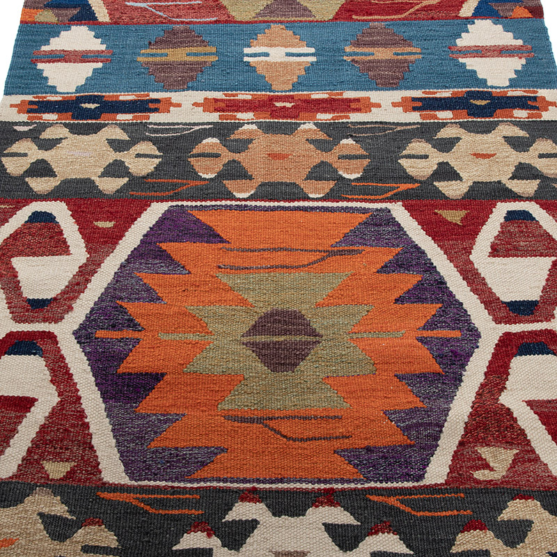New Turkish Handwoven Kilim Rug - 3' 6" x 11' 5" (42" x 137") - K0089533