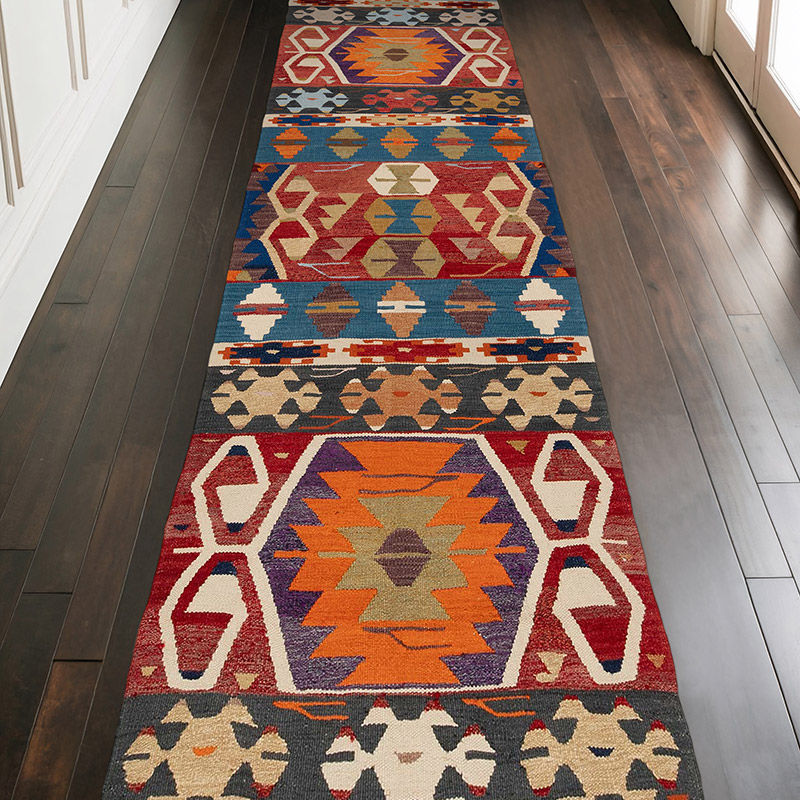 New Turkish Handwoven Kilim Rug - 3' 6" x 11' 5" (42" x 137") - K0089533