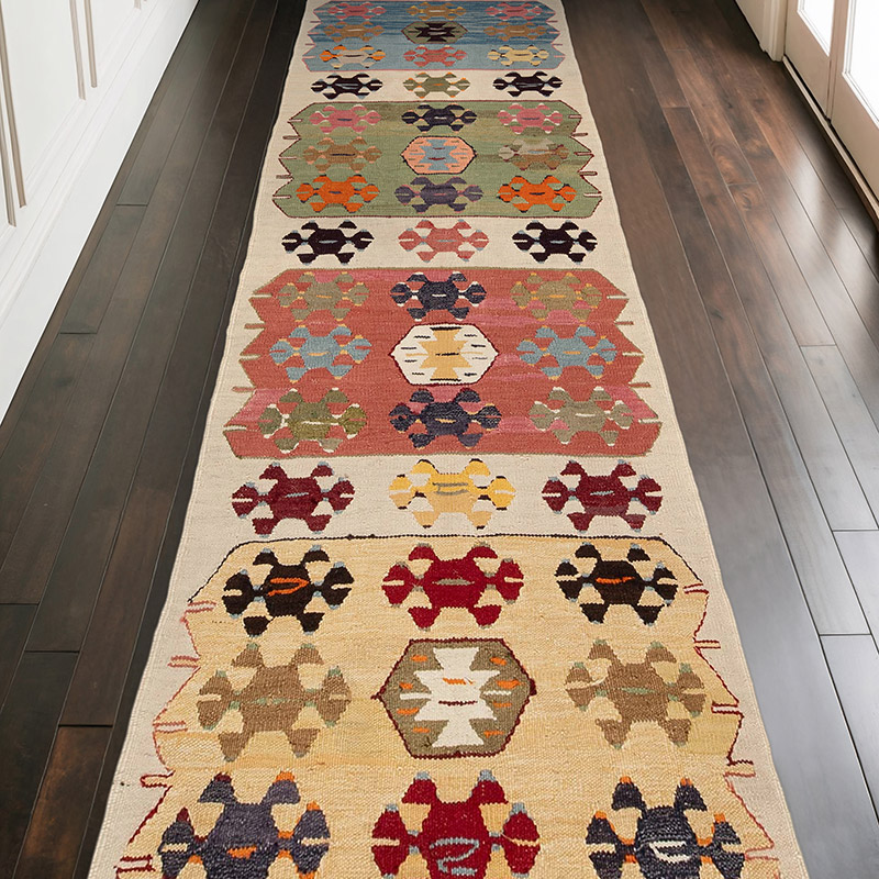 New Turkish Handwoven Kilim Rug - 3' 4" x 9' 11" (40" x 119") - K0089534