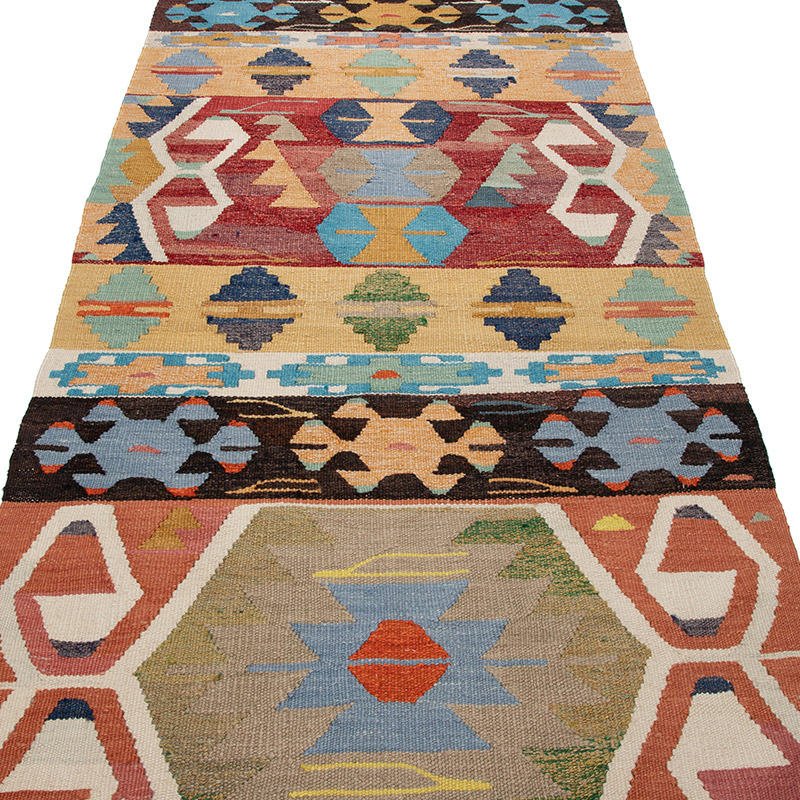 New Turkish Handwoven Kilim Rug - 3' 5" x 11' 3" (41" x 135") - K0089536