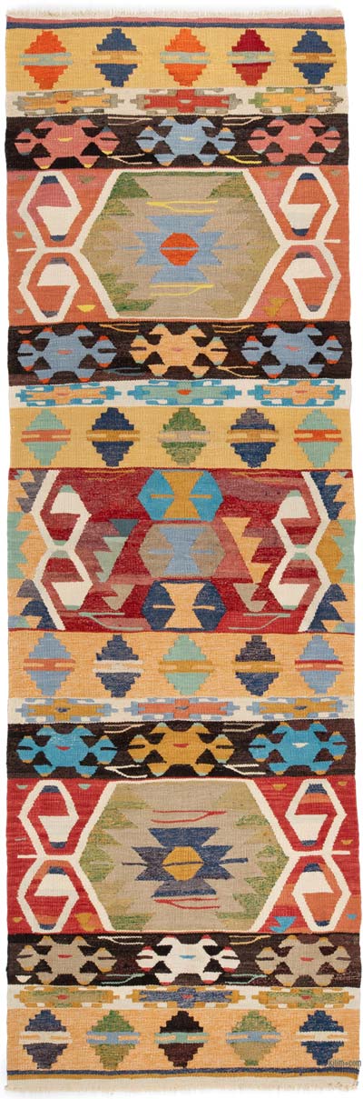 New Turkish Handwoven Kilim Rug - 3' 5" x 11' 3" (41" x 135")
