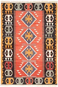 New Turkish Handwoven Kilim Rug - 3' 10" x 5' 7" (46" x 67")