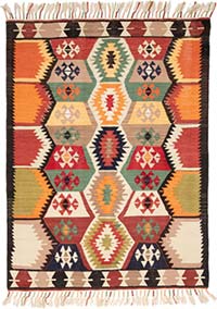 New Turkish Handwoven Kilim Rug - 3' 10" x 5' 3" (46" x 63")