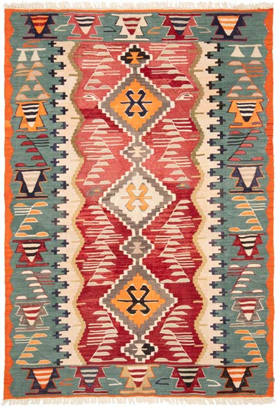 New Turkish Handwoven Kilim Rug - 3' 11" x 5' 9" (47" x 69")