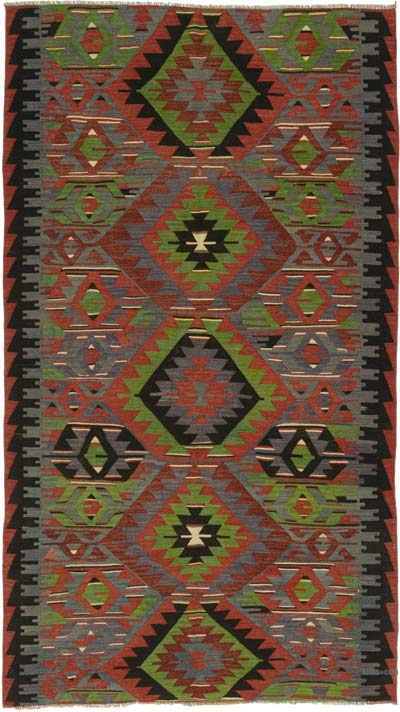 Vintage Turkish Kilim Rug - 5' 7" x 10'  (67" x 120")