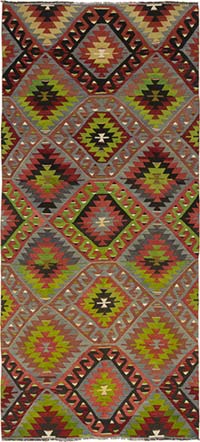 Vintage Turkish Kilim Rug - 5' 3" x 11' 7" (63" x 139")
