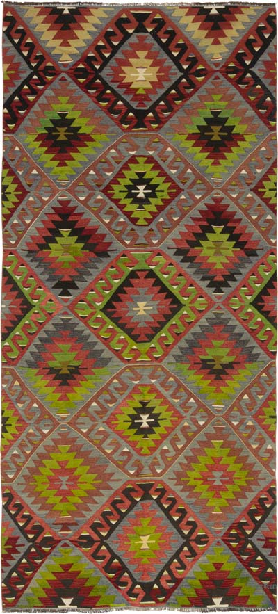 Vintage Turkish Kilim Rug - 5' 3" x 11' 7" (63" x 139")