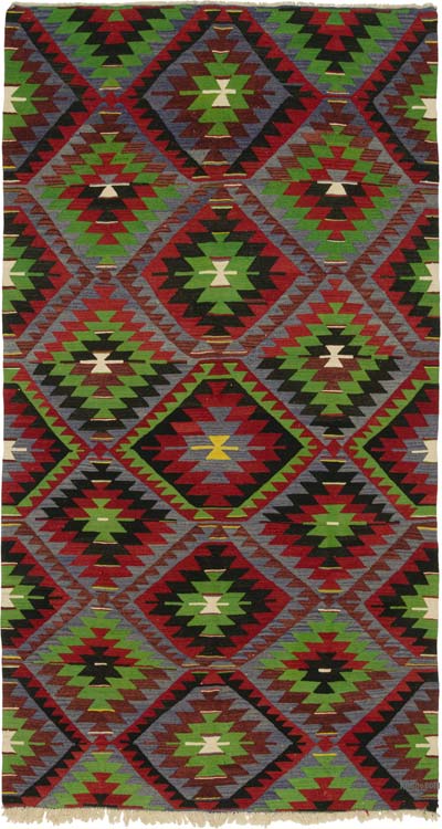 Vintage Turkish Kilim Rug - 6' 1" x 11' 1" (73" x 133")