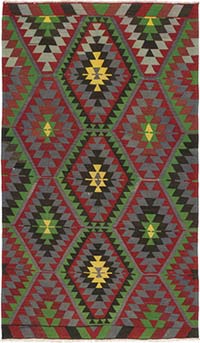 Vintage Turkish Kilim Rug - 5' 6" x 9' 4" (66" x 112")