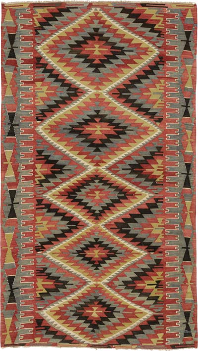 Vintage Turkish Kilim Rug - 6' 7" x 11' 6" (79" x 138")