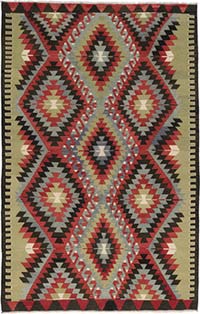 Vintage Turkish Kilim Rug - 6' 1" x 9' 6" (73" x 114")