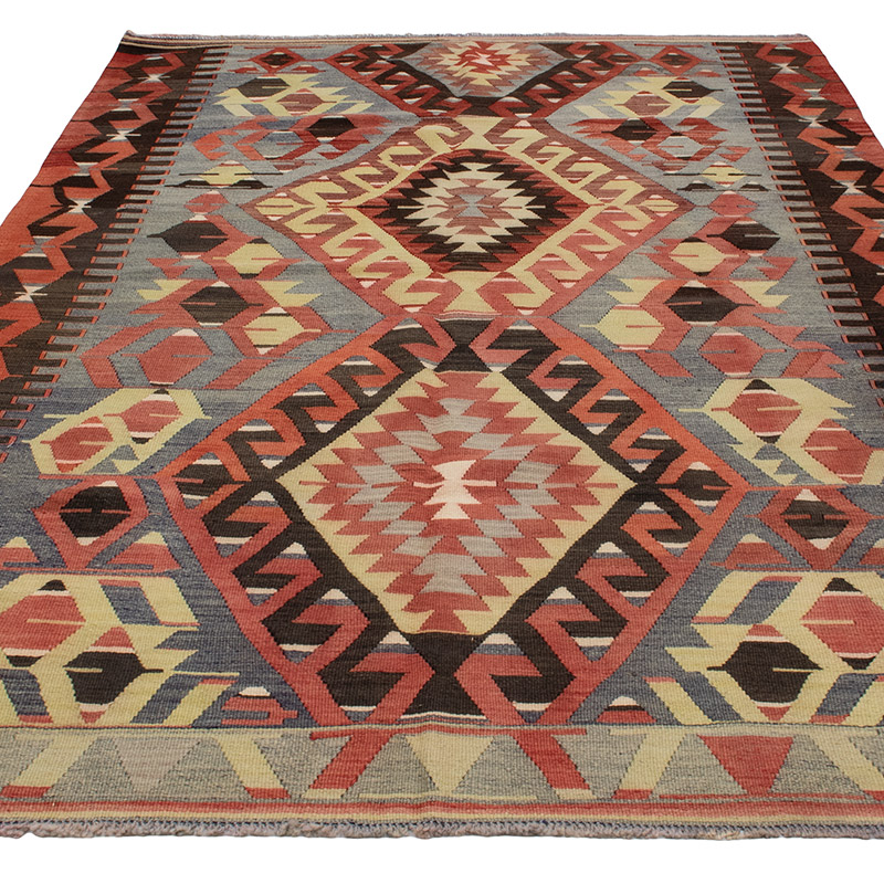 Vintage Turkish Kilim Rug - 5' 2" x 8' 7" (62" x 103") - K0089606