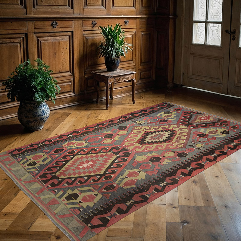 Vintage Turkish Kilim Rug - 5' 2" x 8' 7" (62" x 103") - K0089606