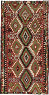 Vintage Turkish Kilim Rug - 5' 1" x 10' 1" (61" x 121")