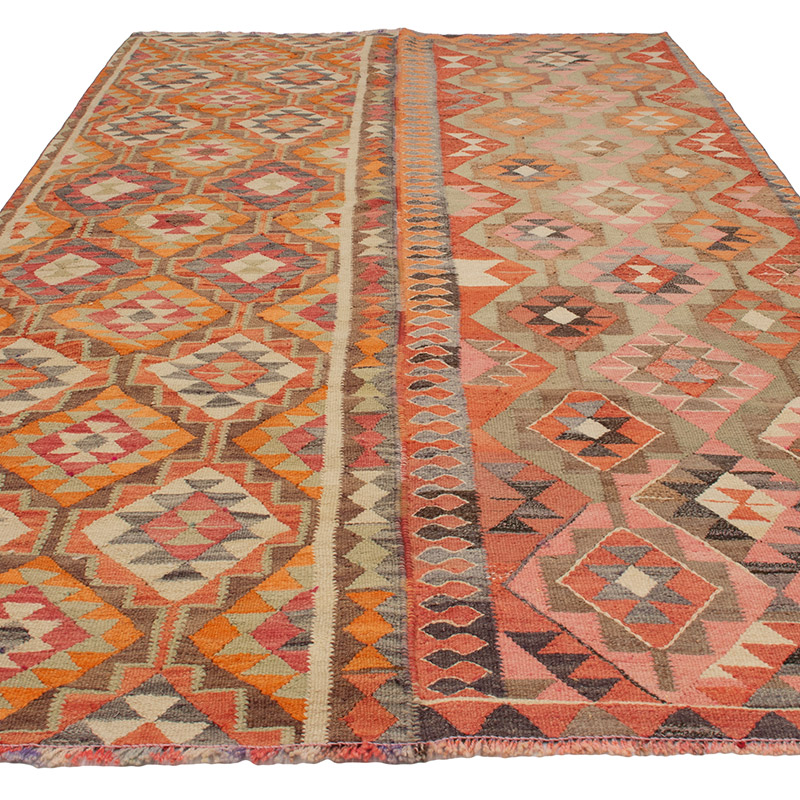 Vintage Turkish Kilim Rug - 6' 2" x 10' 11" (74" x 131") - K0089612