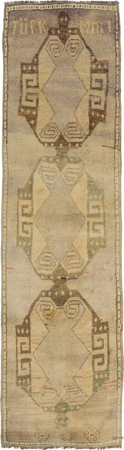 Pasillo Vintage Turco Anudado a Mano - 84 cm x 297 cm
