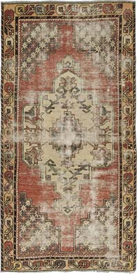 Alfombra Vintage Turca Anudada a Mano - 115 cm x 217 cm