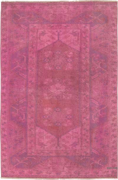 Boyalı El Dokuma Vintage Halı - 122 cm x 180 cm