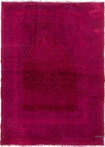 Boyalı El Dokuma Vintage Halı - 113 cm x 158 cm