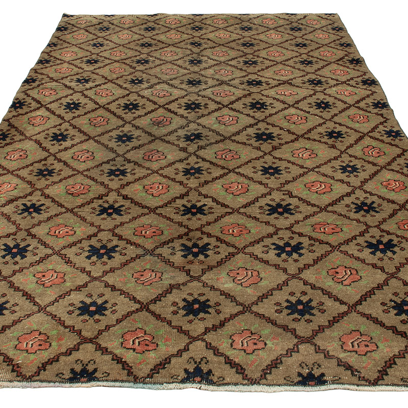 Alfombra Vintage Turca Anudada a Mano - 136 cm x 228 cm - K0089708
