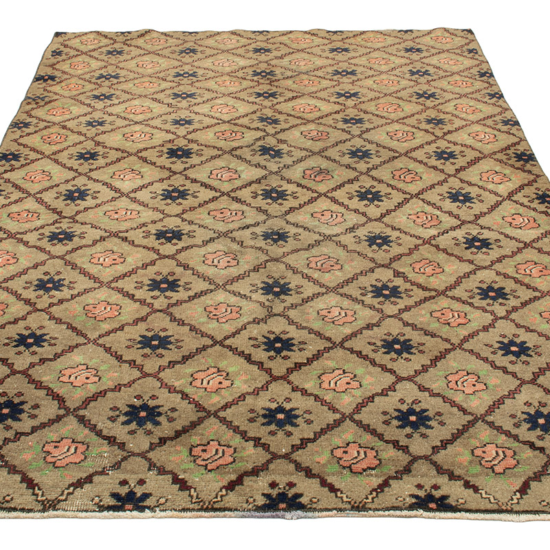 Alfombra Vintage Turca Anudada a Mano - 136 cm x 228 cm - K0089708