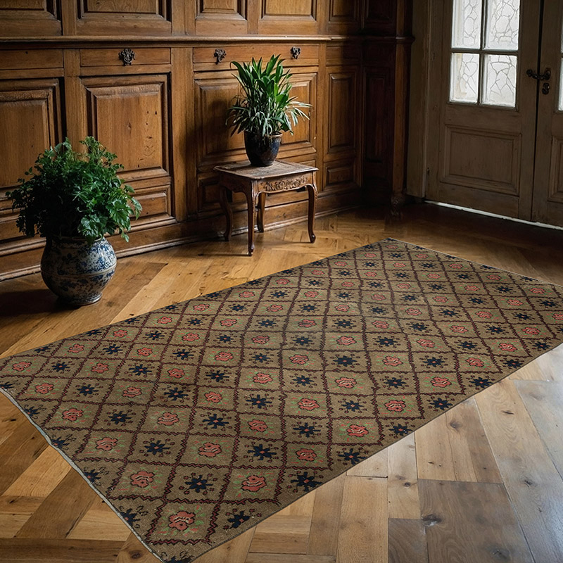 Alfombra Vintage Turca Anudada a Mano - 136 cm x 228 cm - K0089708