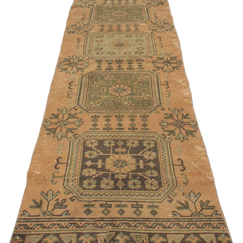 Pasillo Vintage Turco Anudado a Mano - 73 cm x 346 cm - K0089721