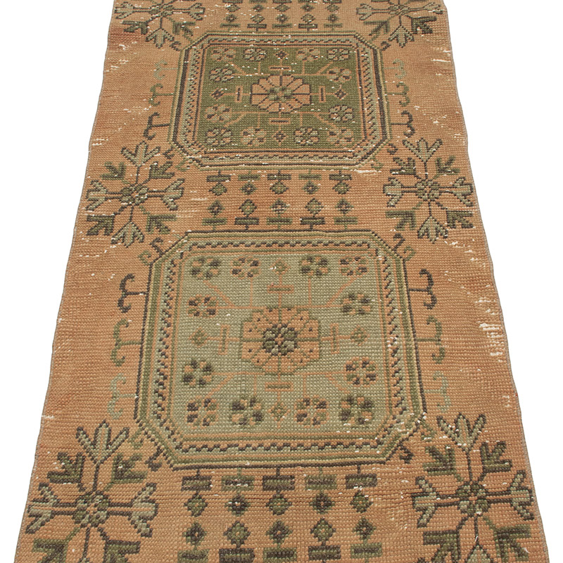 Pasillo Vintage Turco Anudado a Mano - 73 cm x 346 cm - K0089721
