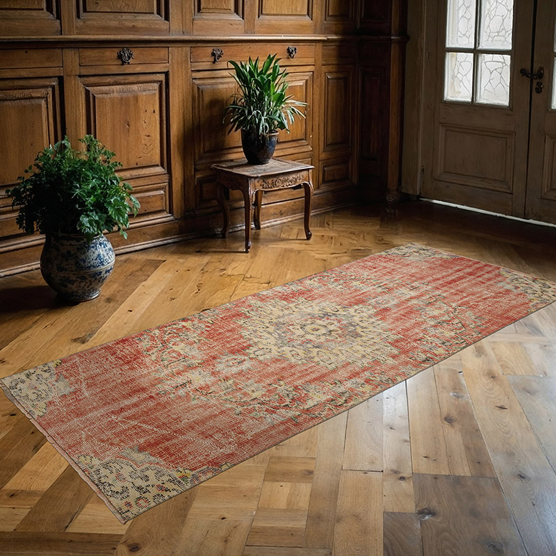 Alfombra Vintage Turca Anudada a Mano - 100 cm x 231 cm - K0089722