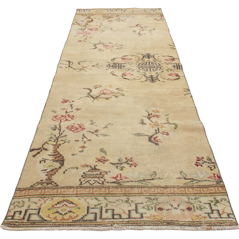 Pasillo Vintage Turco Anudado a Mano - 87 cm x 282 cm - K0089727
