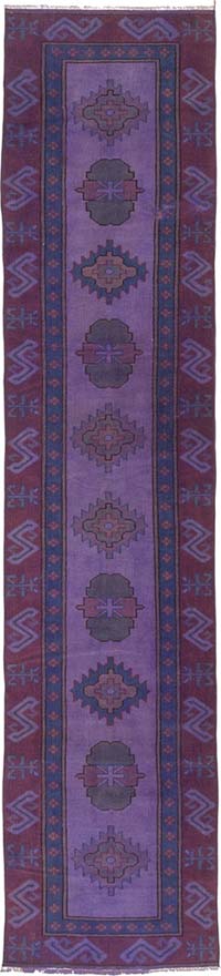 Boyalı El Dokuma Vintage Halı Yolluk - 74 cm x 327 cm