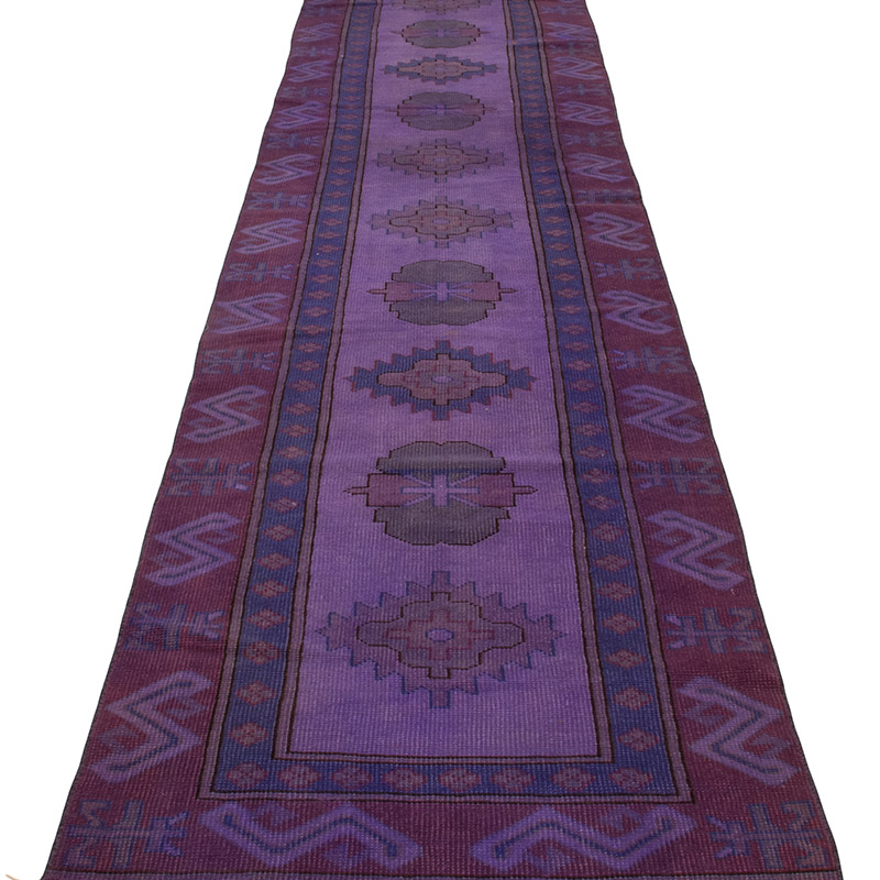 Boyalı El Dokuma Vintage Halı Yolluk - 74 cm x 327 cm - K0089734