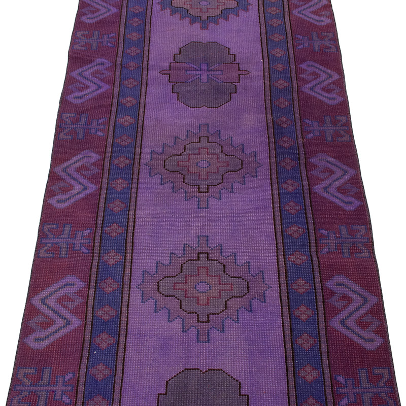 Boyalı El Dokuma Vintage Halı Yolluk - 74 cm x 327 cm - K0089734