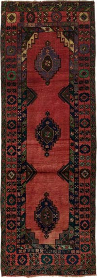 Pasillo Vintage Turco Anudado a Mano - 130 cm x 370 cm