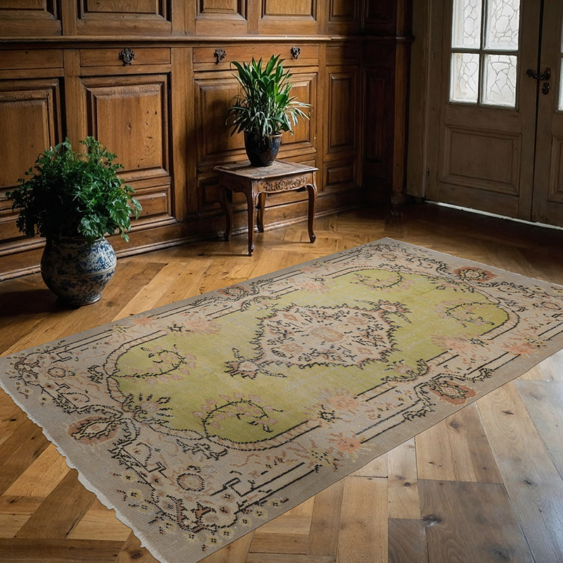 Alfombra Vintage Turca Anudada a Mano - 147 cm x 242 cm - K0089749
