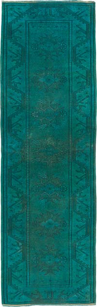 Alfombra de Pasillo Turca Vintage Sobreteñida - 86 cm x 270 cm