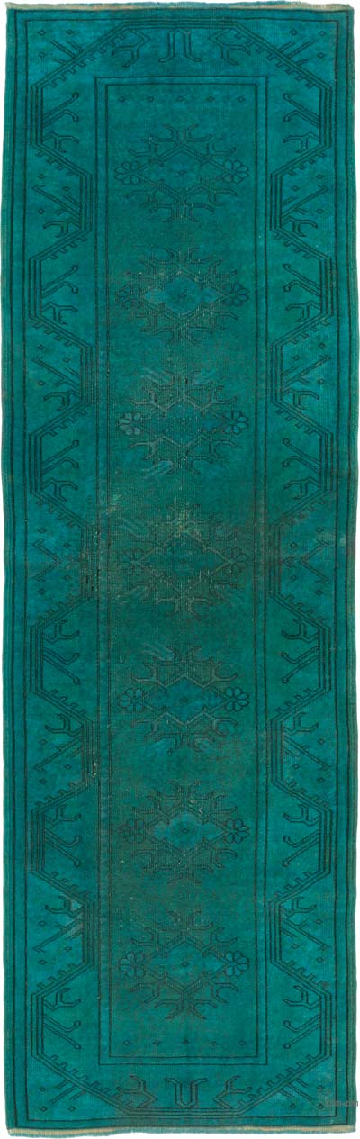 Boyalı El Dokuma Vintage Halı Yolluk - 86 cm x 270 cm