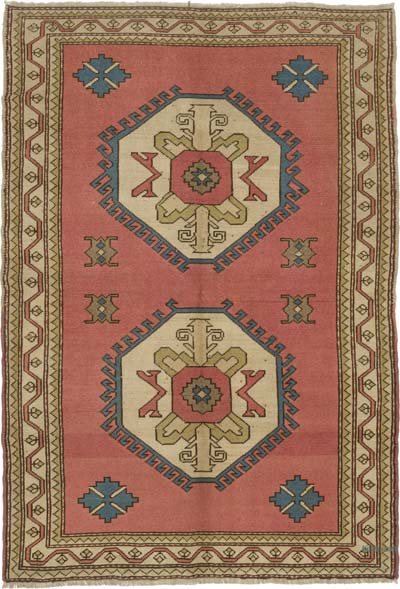 Vintage Turkish Hand-Knotted Rug - 5' 2" x 7' 5" (62" x 89")