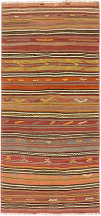 Vintage Turkish Kilim Rug - 3' 3" x 7'  (39" x 84")