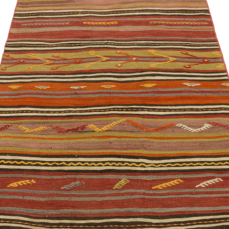 Vintage Turkish Kilim Rug - 3' 3" x 7'  (39" x 84") - K0089767