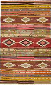 Vintage Manisa Kilim Rug - 5' 10" x 9' 6" (70" x 114")